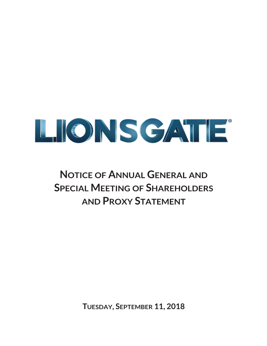Notice of Annual General and Special Meeting of Shareholders and Proxy Statement