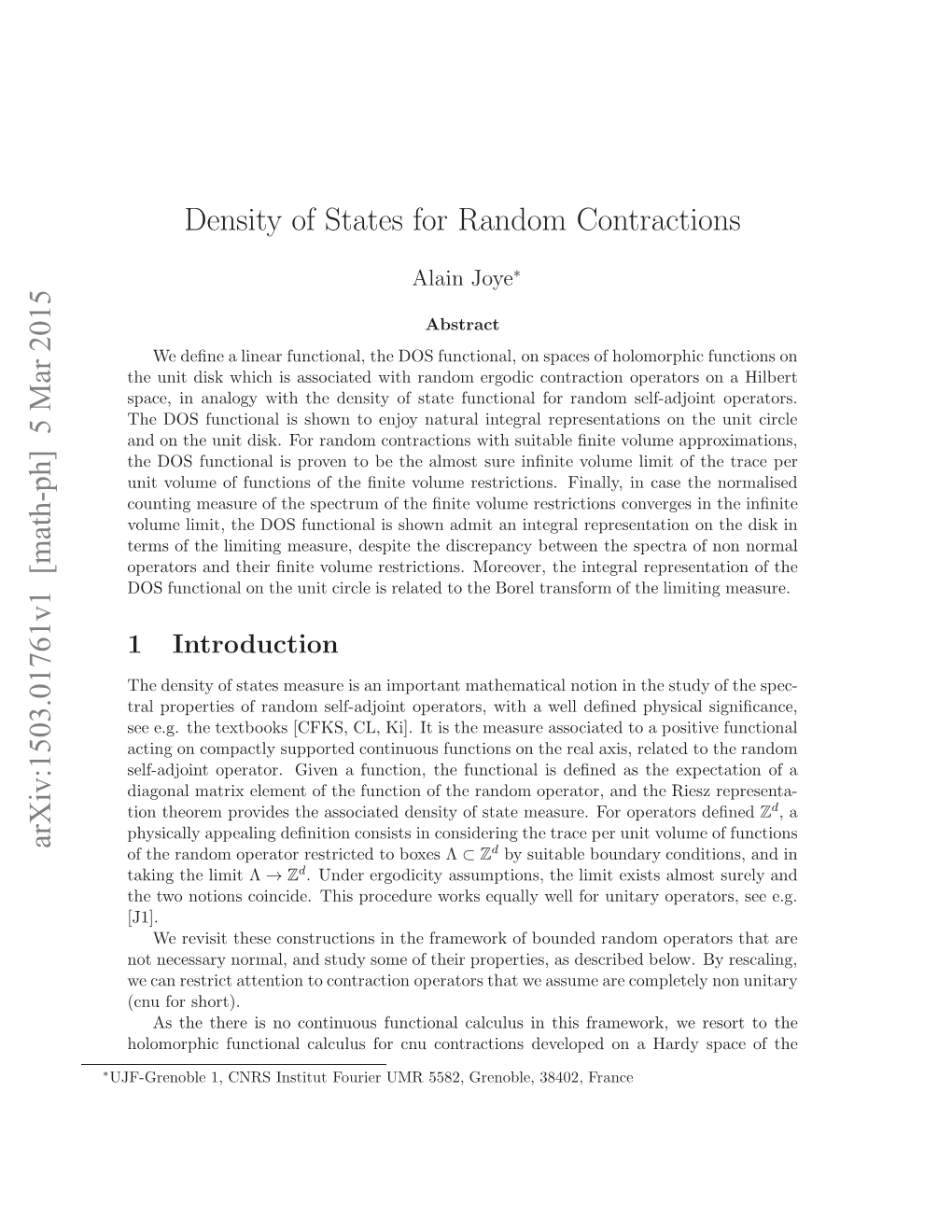 Density of States for Random Contractions