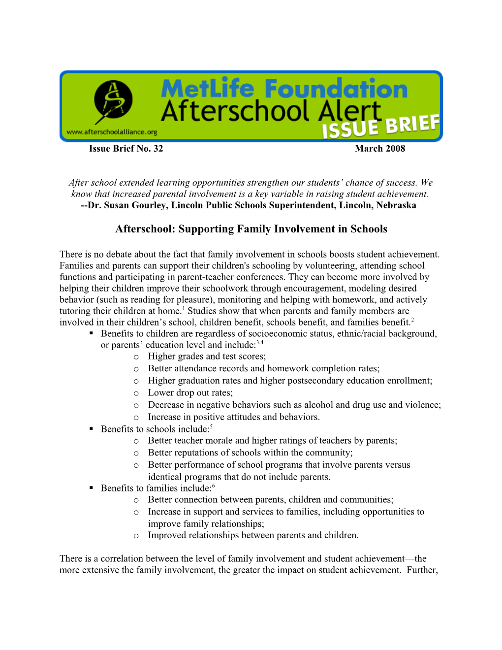 Afterschool: Supporting Family Involvement in Schools