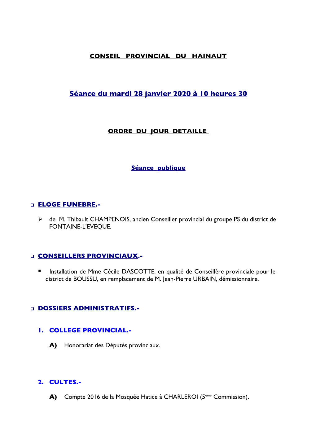 Conseil Provincial Du Hainaut