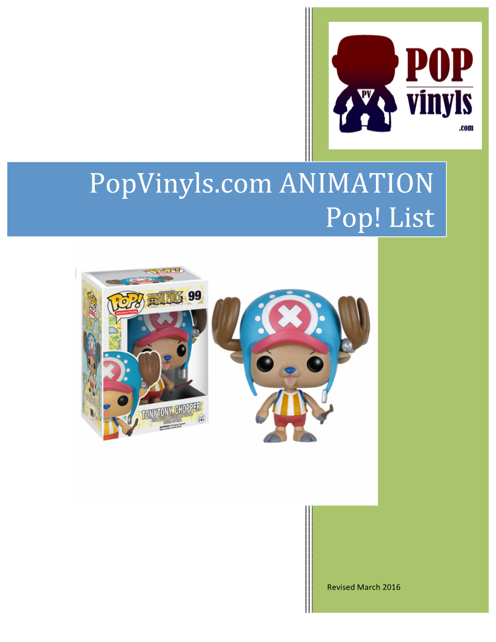 Popvinyls.Com ANIMATION Pop! List