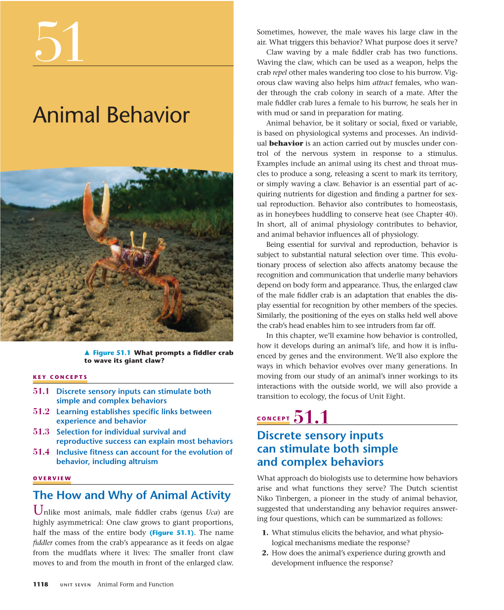 Animal Behavior Animal Behavior, Be It Solitary Or Social, ﬁxed Or Variable, Is Based on Physiological Systems and Processes