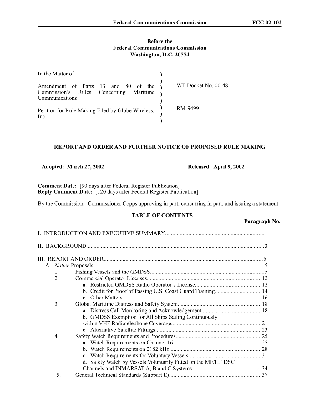 Federal Communications Commission FCC 02-102