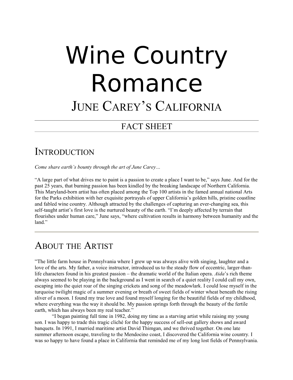 Wine Country Romance