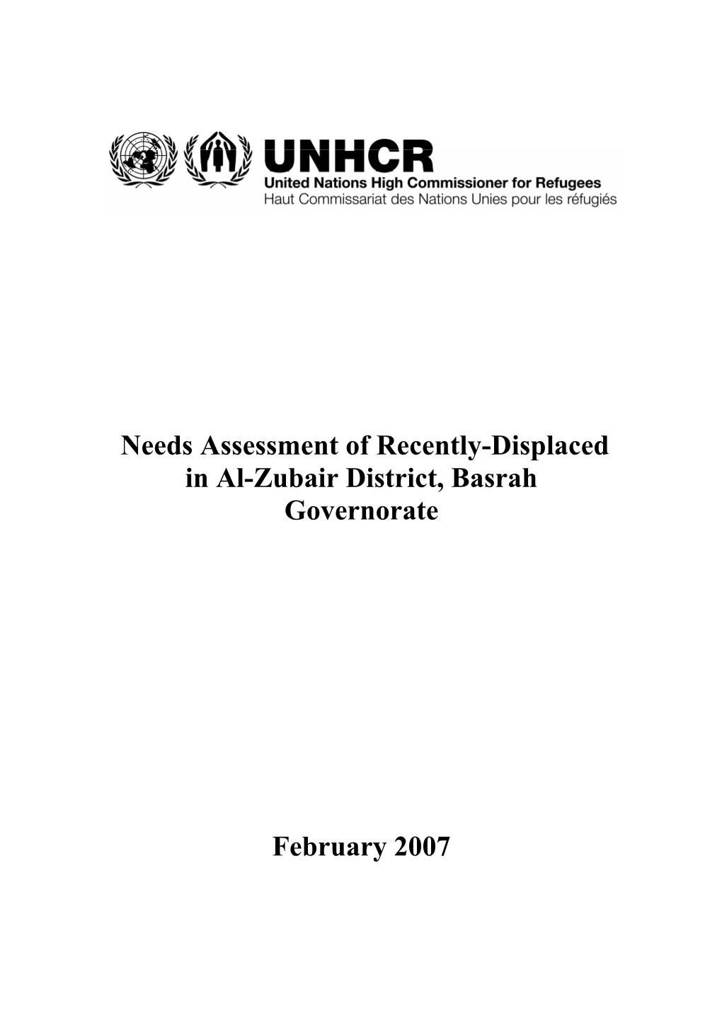 Needs Assessment of Recently-Displaced in Al-Zubair District, Basrah Governorate