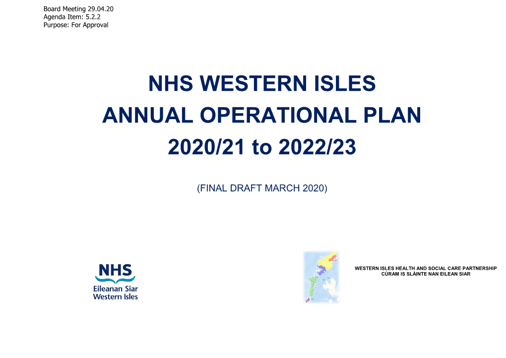 NHS WESTERN ISLES ANNUAL OPERATIONAL PLAN 2020/21 to 2022/23