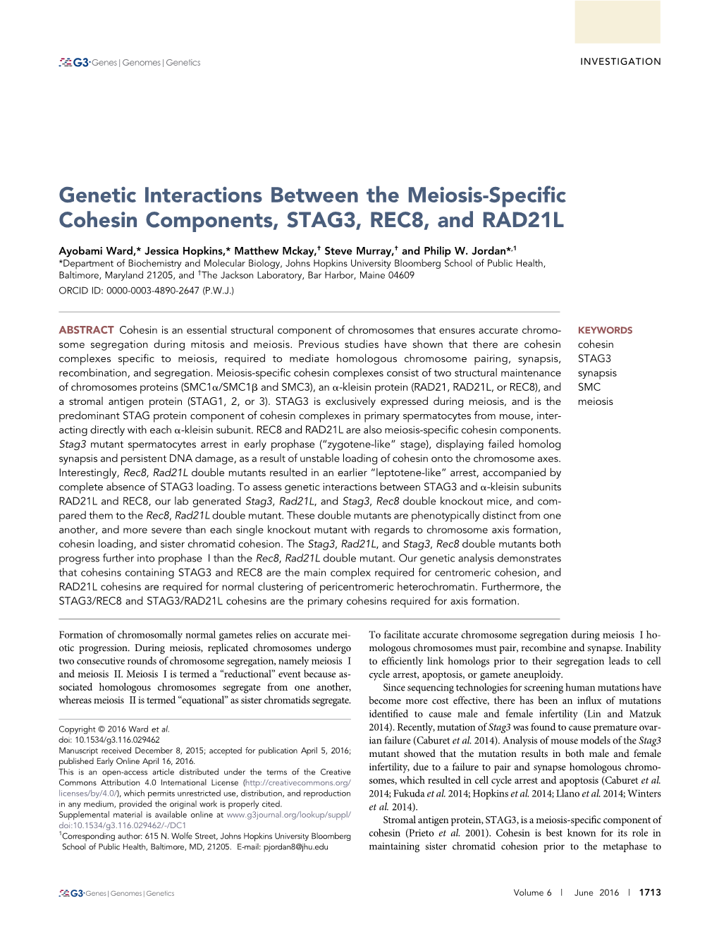 Genetic Interactions Between the Meiosis-Specific Cohesin
