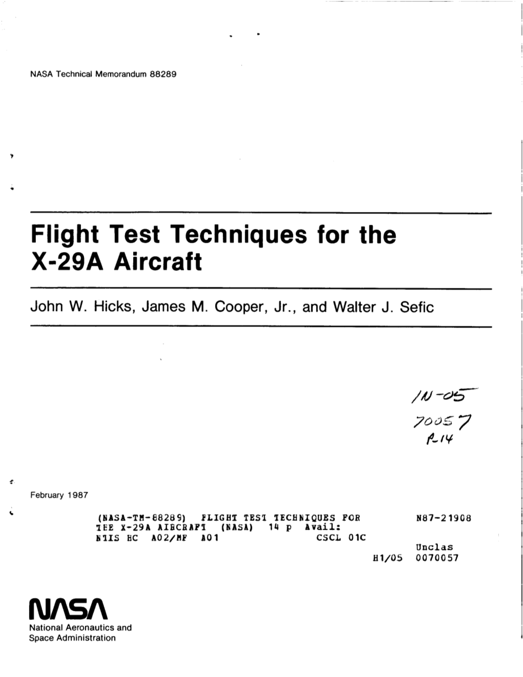 Flight Test Techniques for the X=29A Aircraft