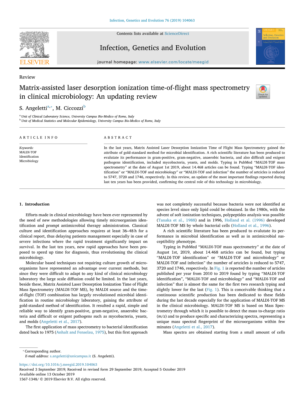 Matrix-Assisted Laser Desorption Ionization Time-Of-Flight Mass