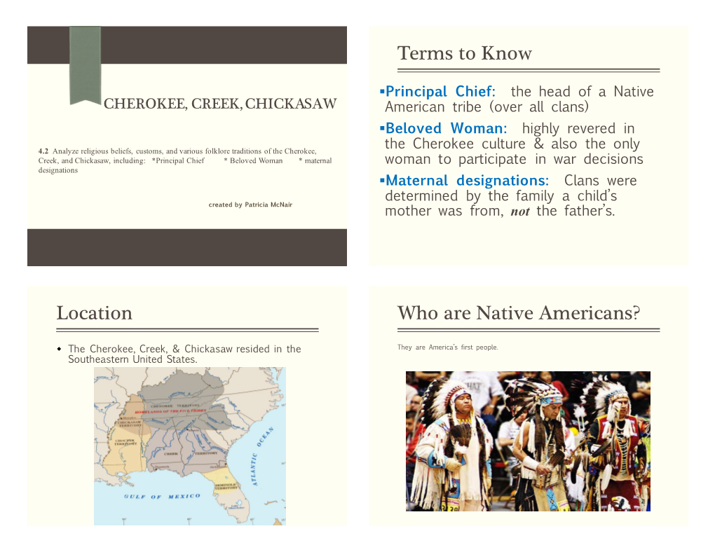 Cherokee-Creek-Chickasaw Comparison