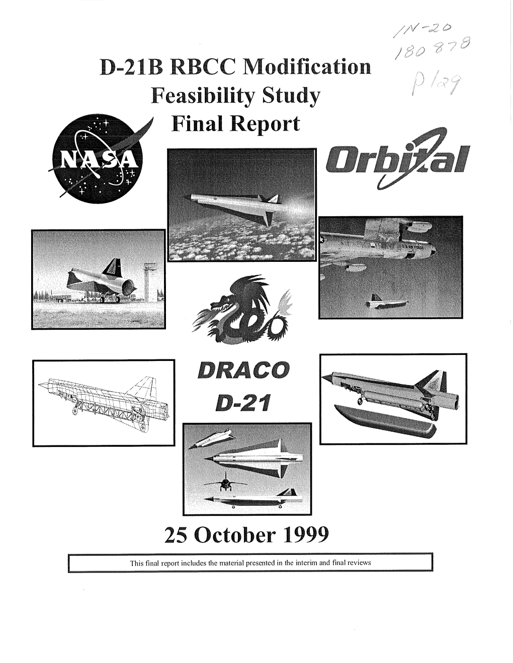 D-21B RBCC Modification Feasibility Study 25 October 1999