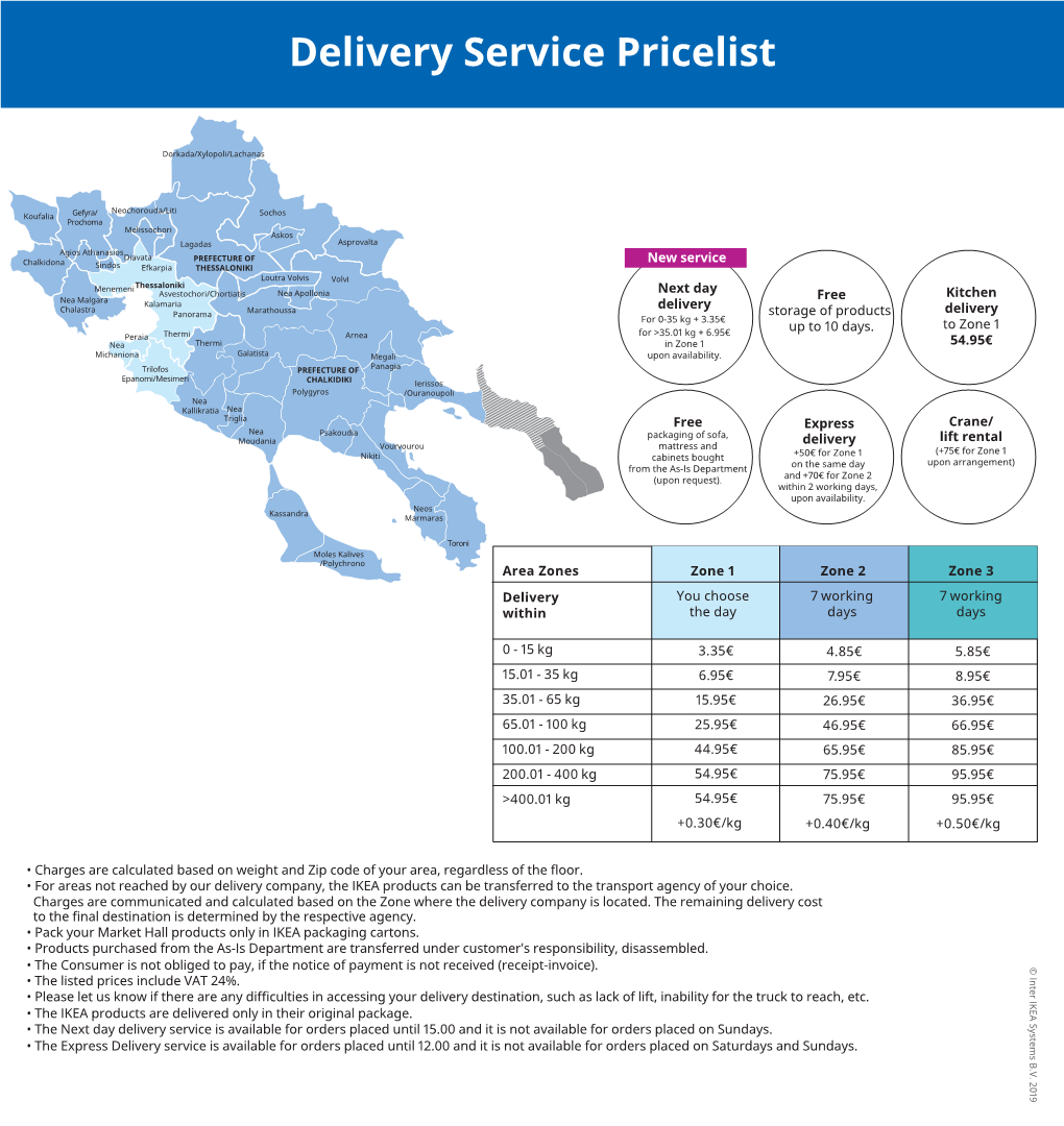 Delivery Service Pricelist