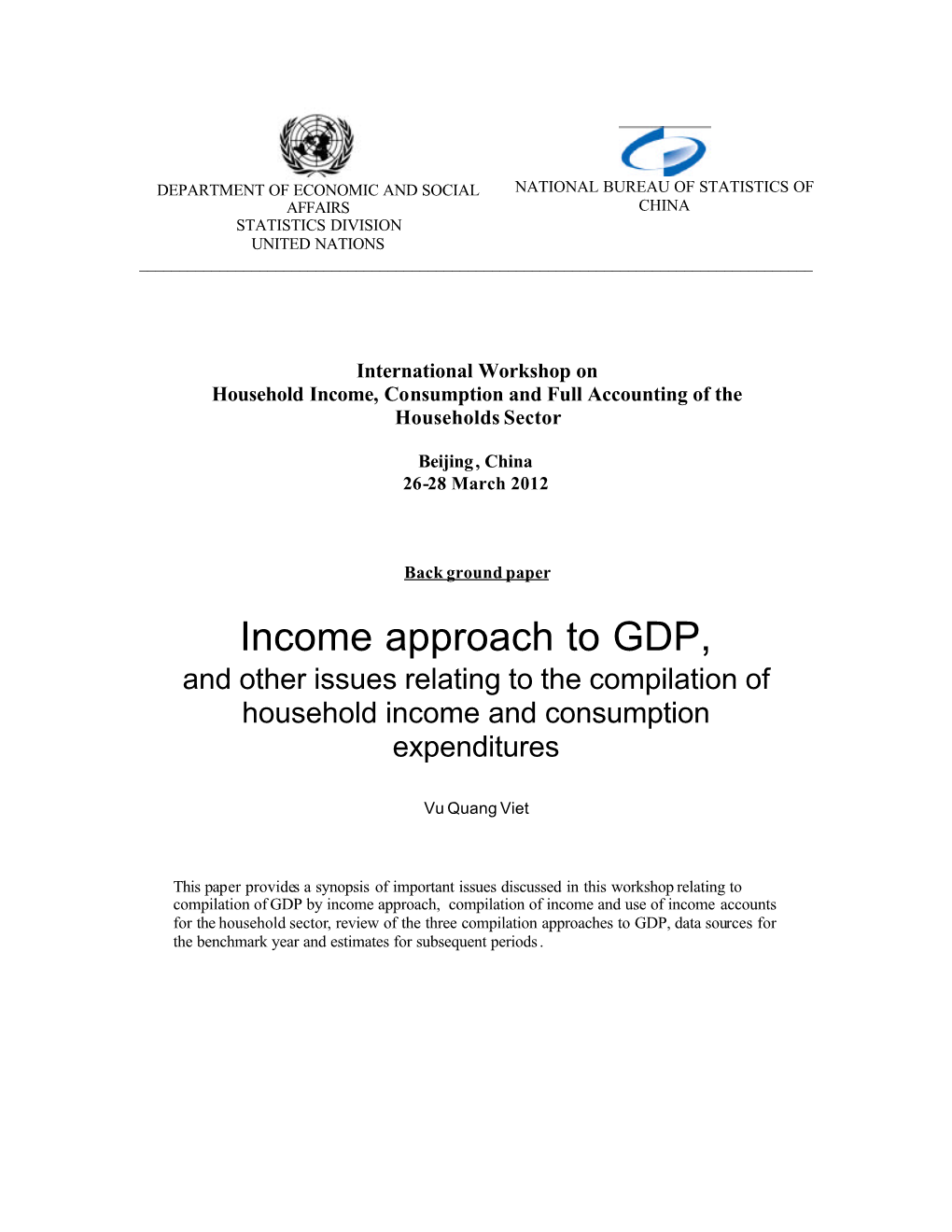 GDP by Income Approach, Household Income and Household Sector