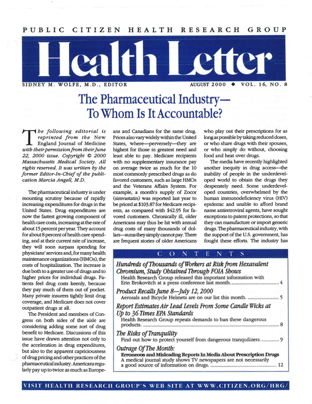 The Pharmaceutical Industry­ to Whom Is It Accountable?