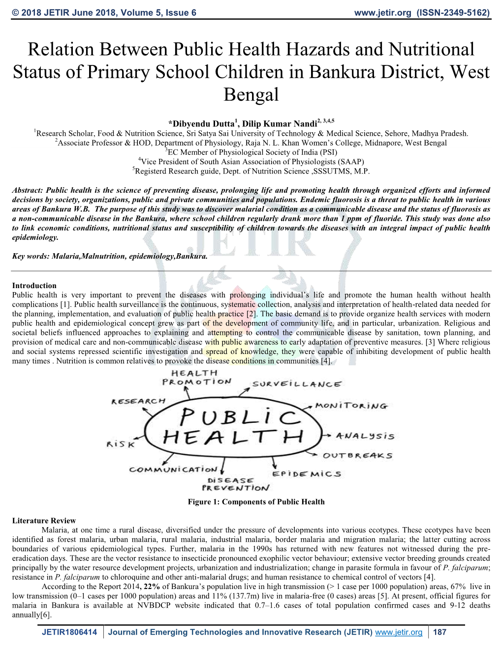 Relation Between Public Health Hazards and Nutritional Status of Primary School Children in Bankura District, West Bengal