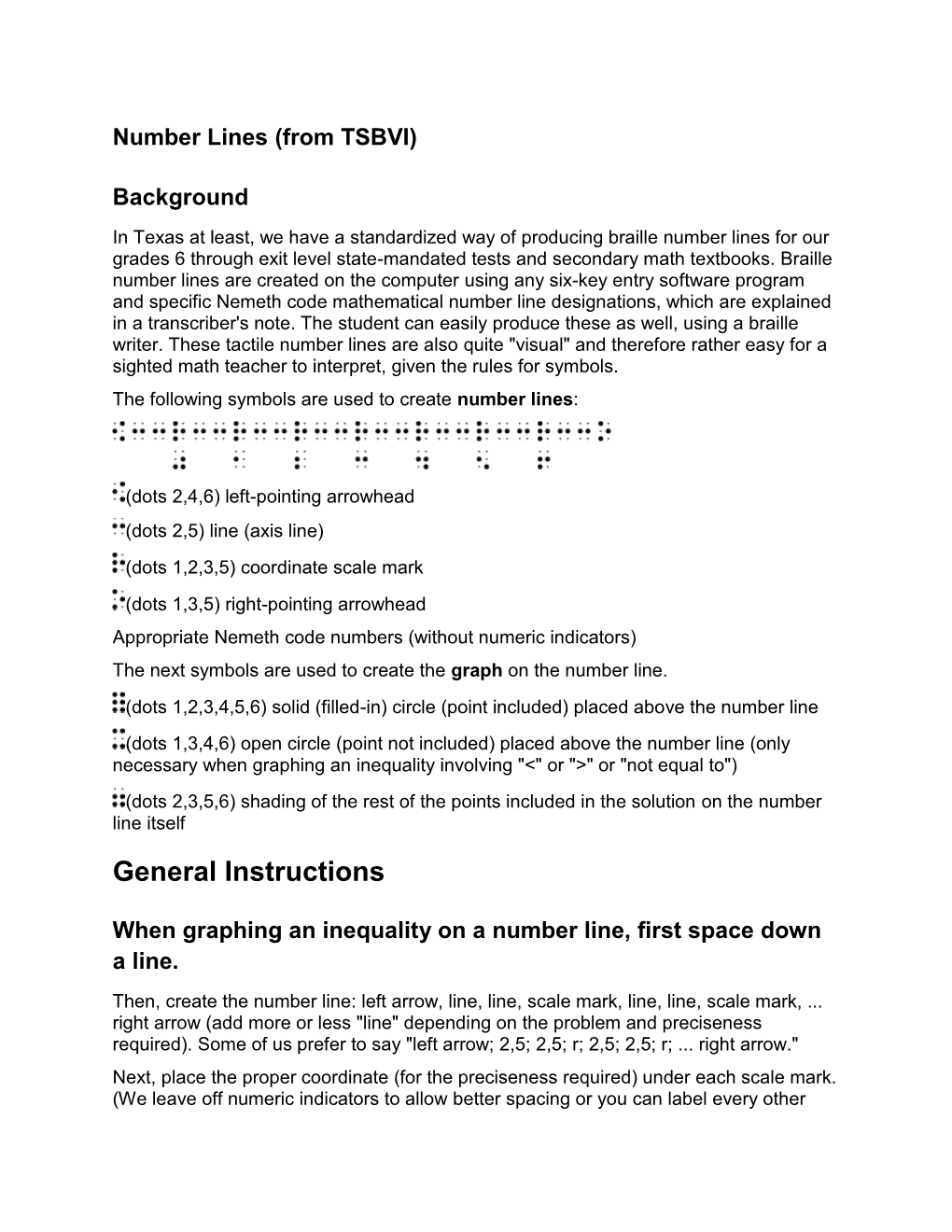 Number Lines Reference from TSBVI