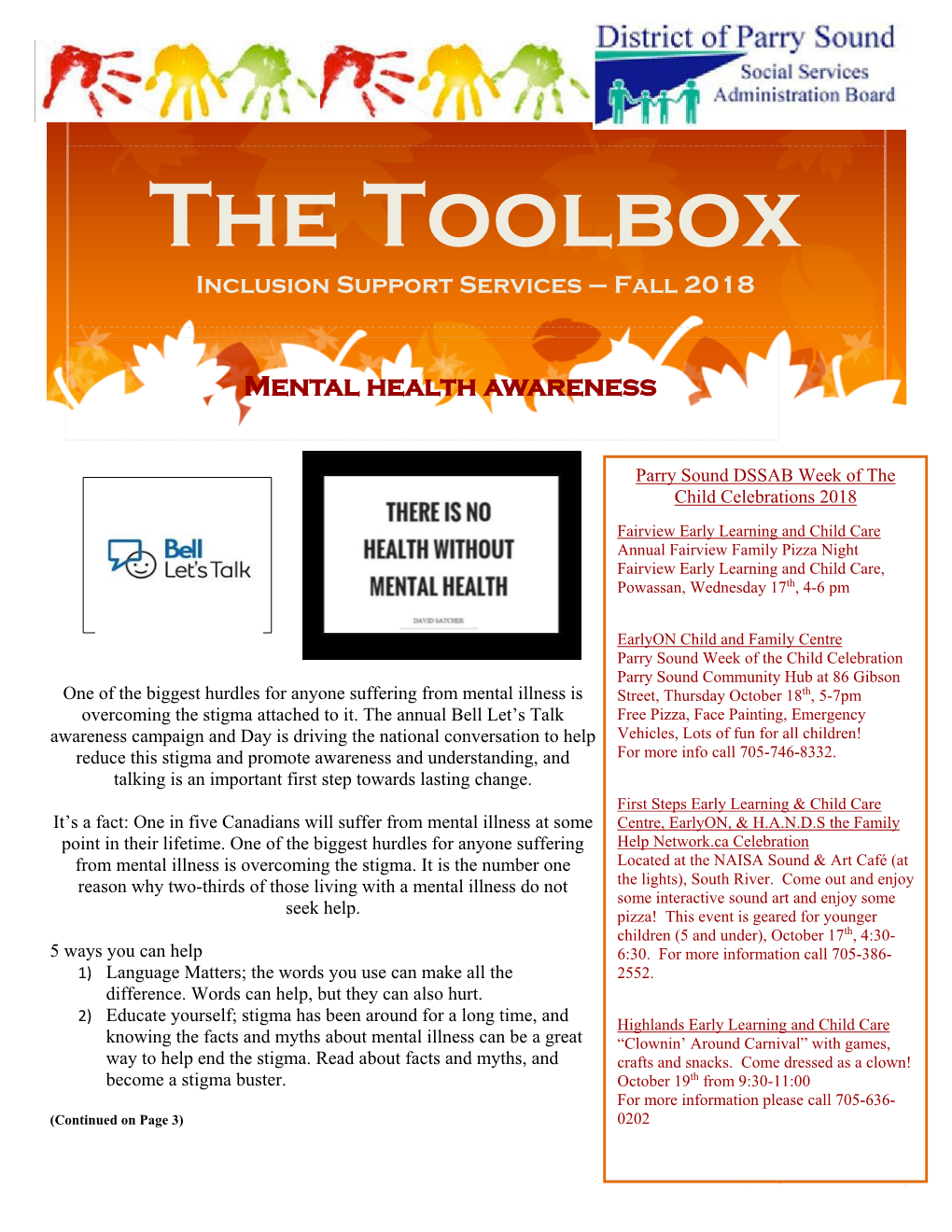 The Toolbox Inclusion Support Services – Fall 2018