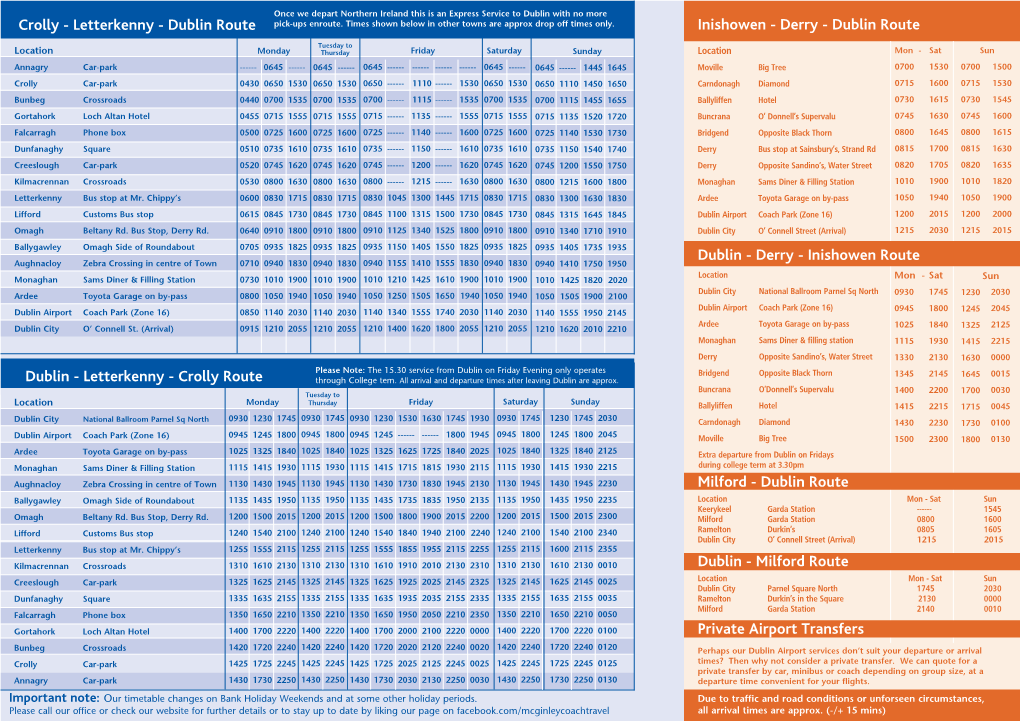 Letterkenny - Dublin Route Pick-Ups Enroute