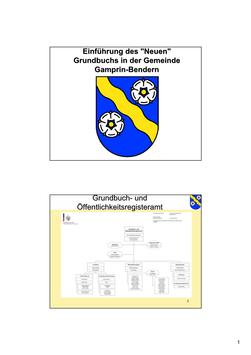 Grundbuchs in Der Gemeinde Gamprin-Bendern Grundbuch