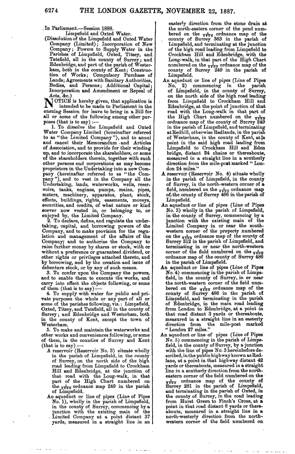 6274 the London Gazette, November 22, 1887