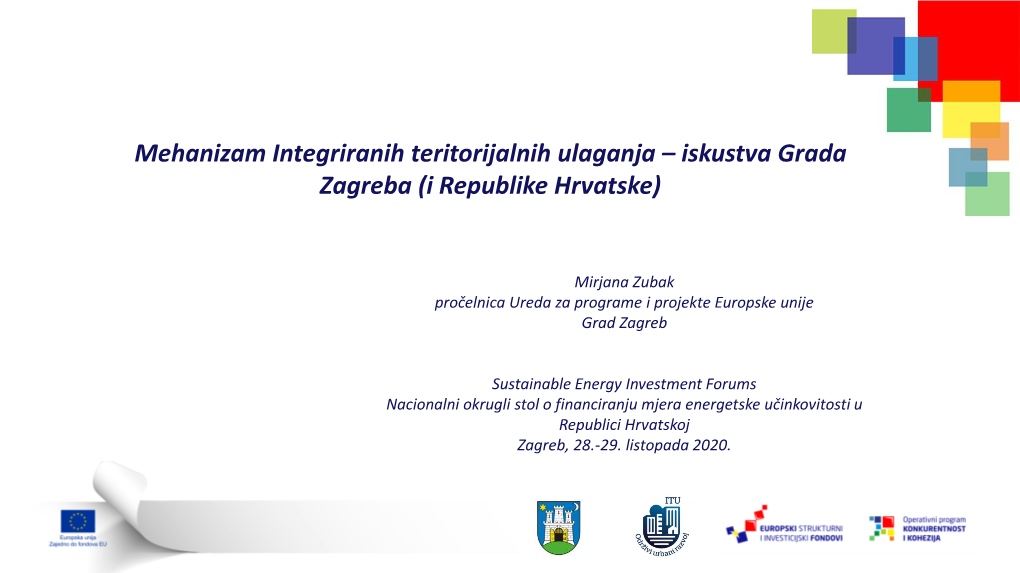 Mehanizam Integriranih Teritorijalnih Ulaganja – Iskustva Grada Zagreba (I Republike Hrvatske)