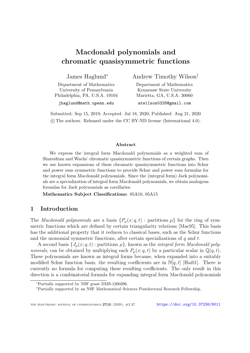 Macdonald Polynomials and Chromatic Quasisymmetric Functions