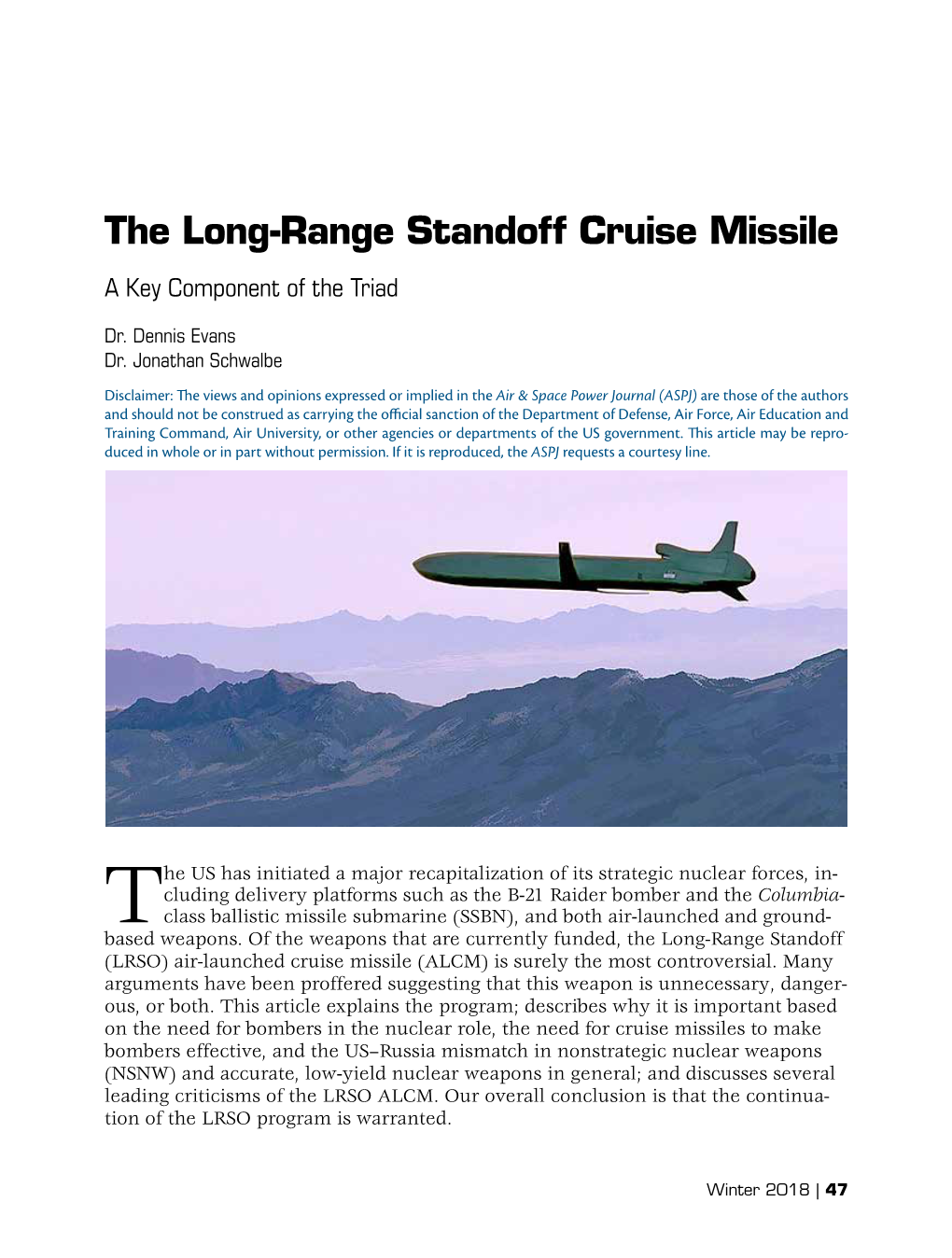 The Long-Range Standoff Cruise Missile a Key Component of the Triad