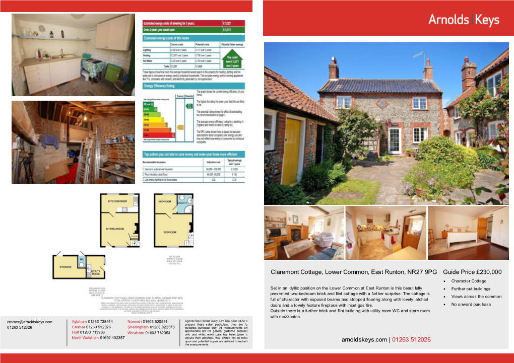 Claremont Cottage, Lower Common, East Runton, NR27 9PG Guide Price £230,000