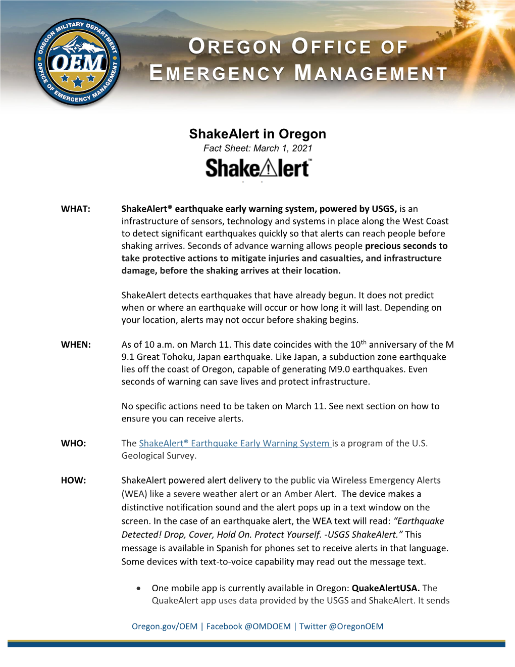 Shake Alert Fact Sheet