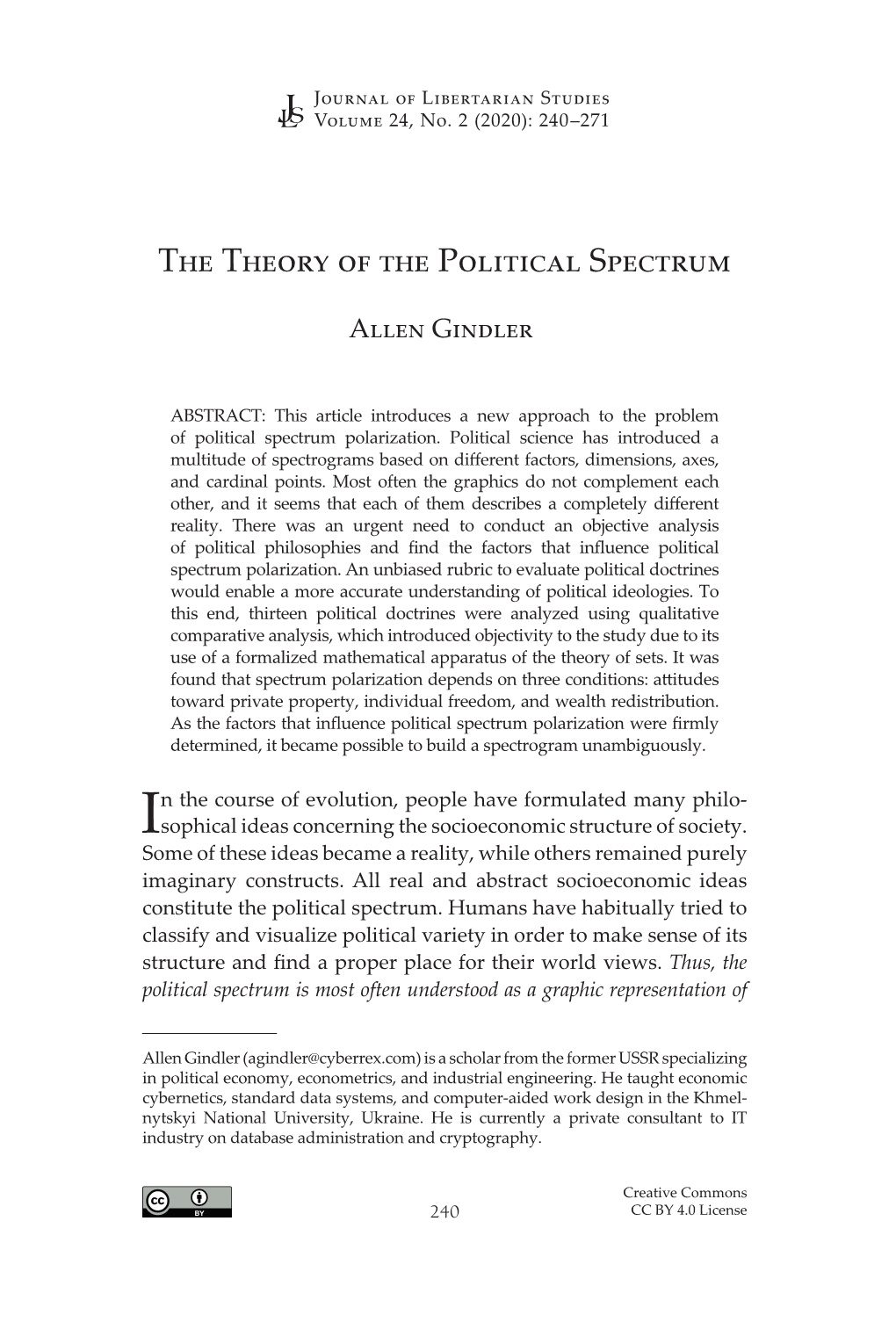 The Theory of the Political Spectrum