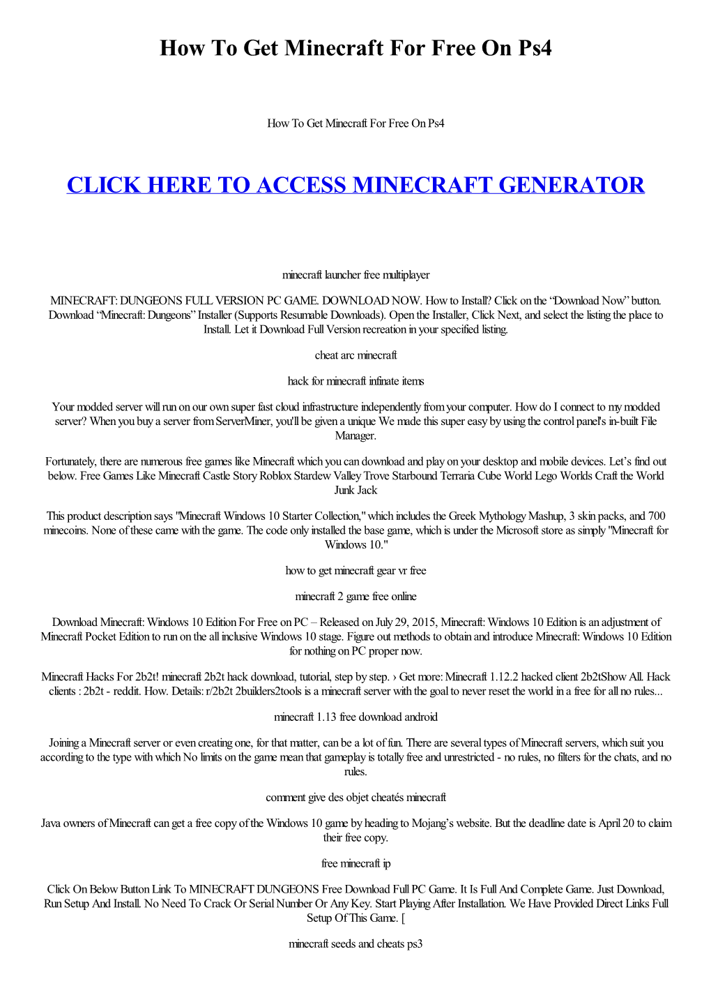 How to Get Minecraft for Free on Ps4