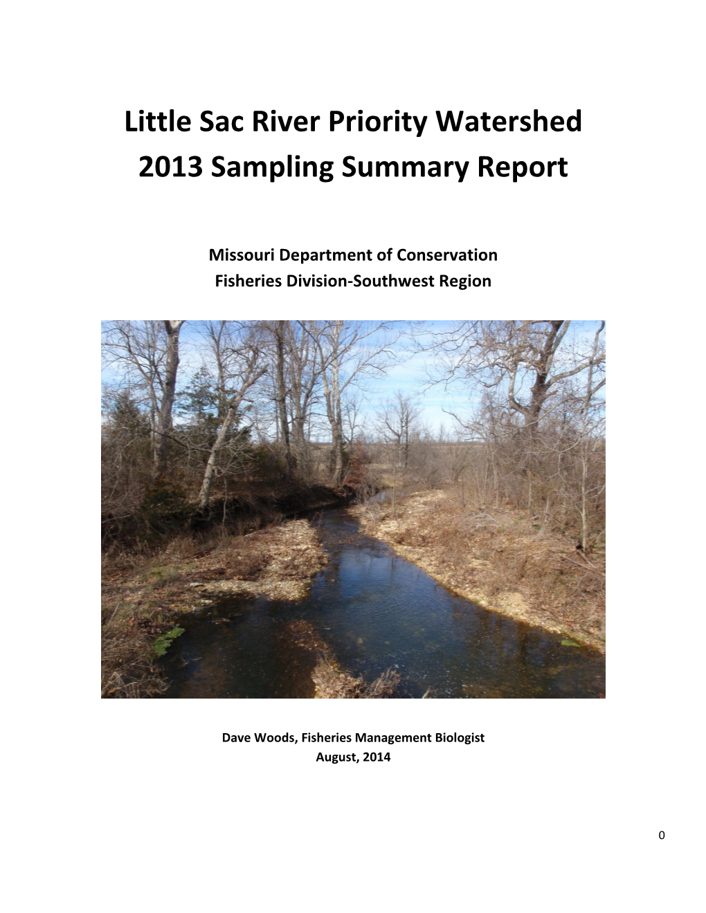 Little Sac River Priority Watershed 2013 Sampling Summary Report