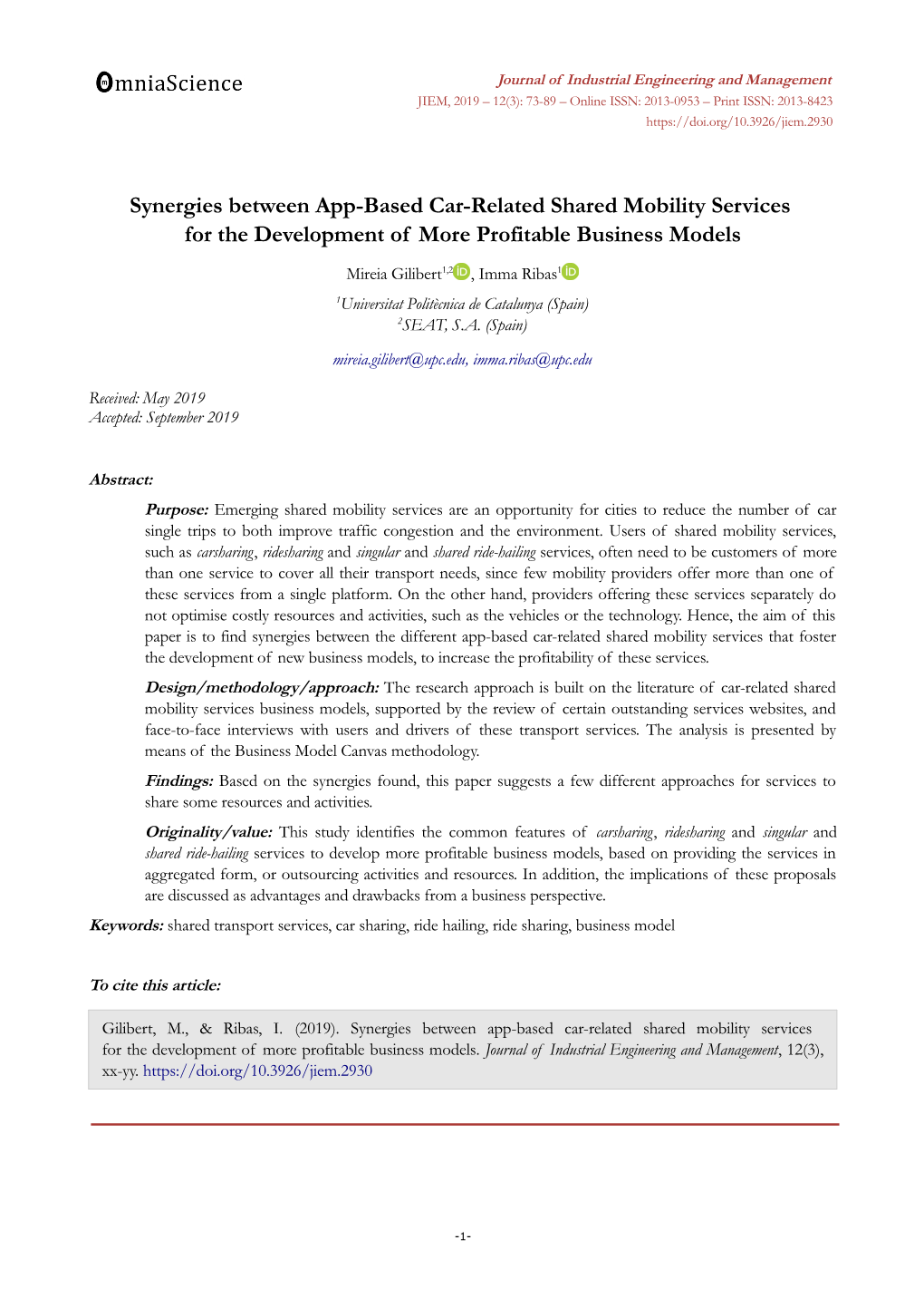 Synergies Between App-Based Car-Related Shared Mobility Services for the Development of More Profitable Business Models