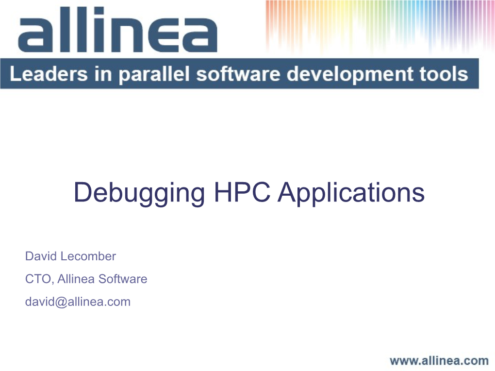 Debugging HPC Applications