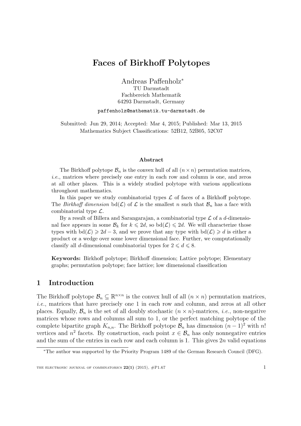 Faces of Birkhoff Polytopes