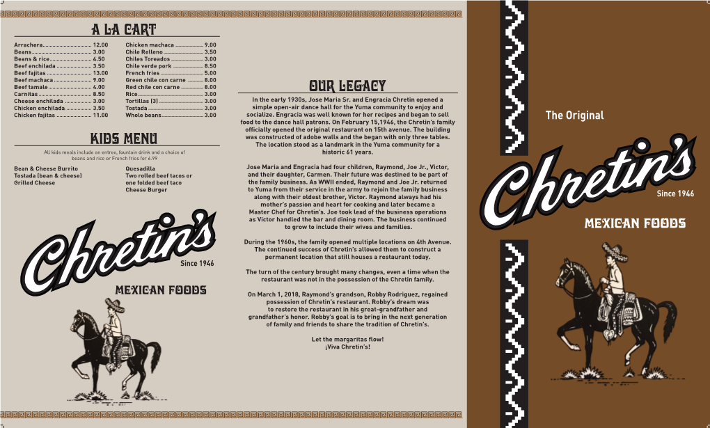 15X25 Inches Trifold Menu