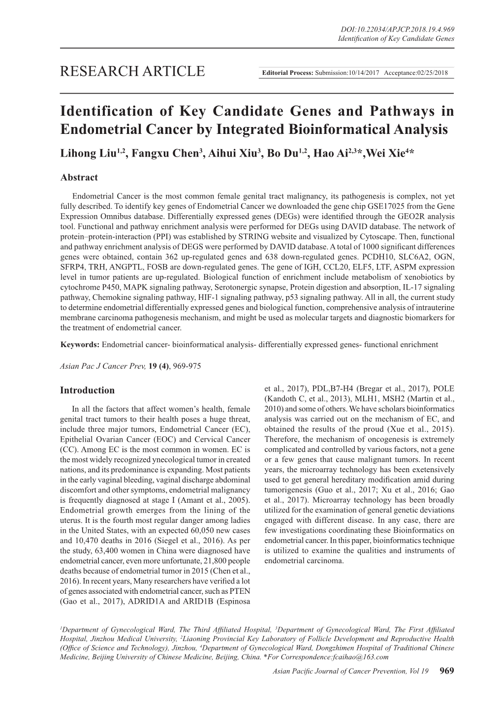 RESEARCH ARTICLE Identification of Key Candidate Genes And