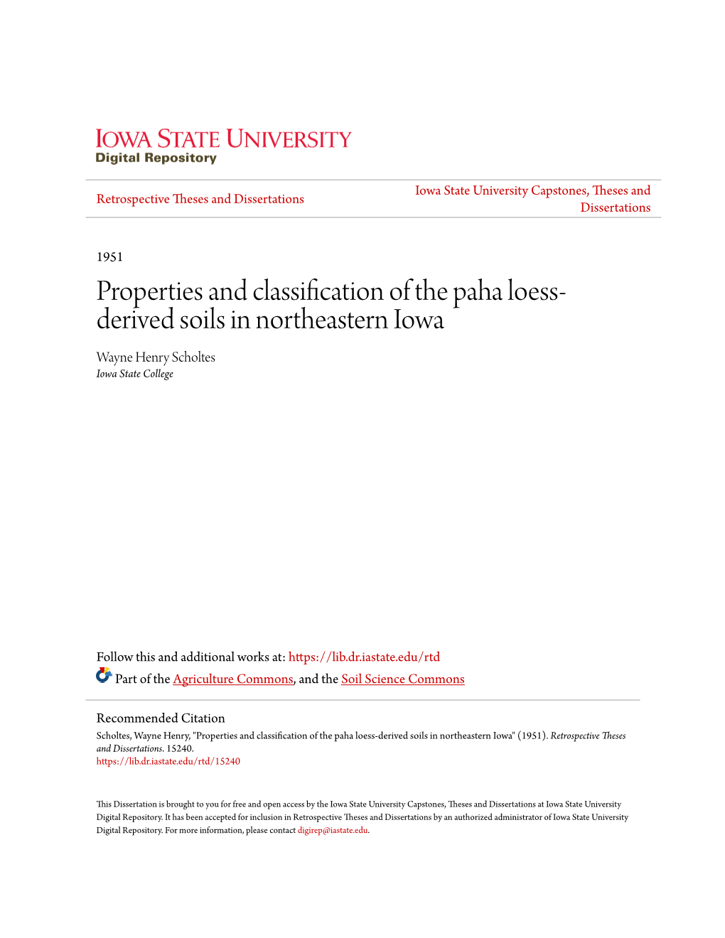 Properties and Classification of the Paha Loess-Derived Soils in Northeastern Iowa