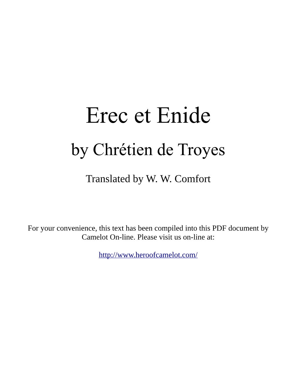 Erec Et Enide by Chrétien De Troyes