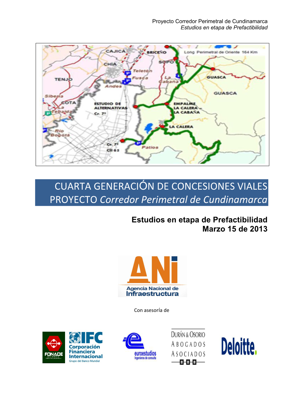 CUARTA GENERACIÓN DE CONCESIONES VIALES PROYECTO Corredor Perimetral De Cundinamarca