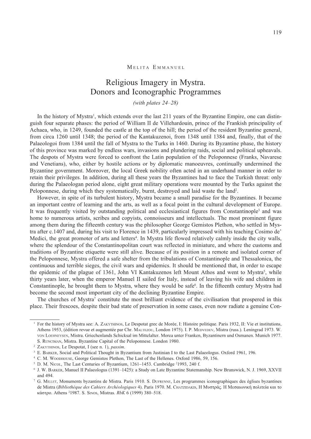 Religious Imagery in Mystra. Donors and Iconographic Programmes (With Plates 24–28)