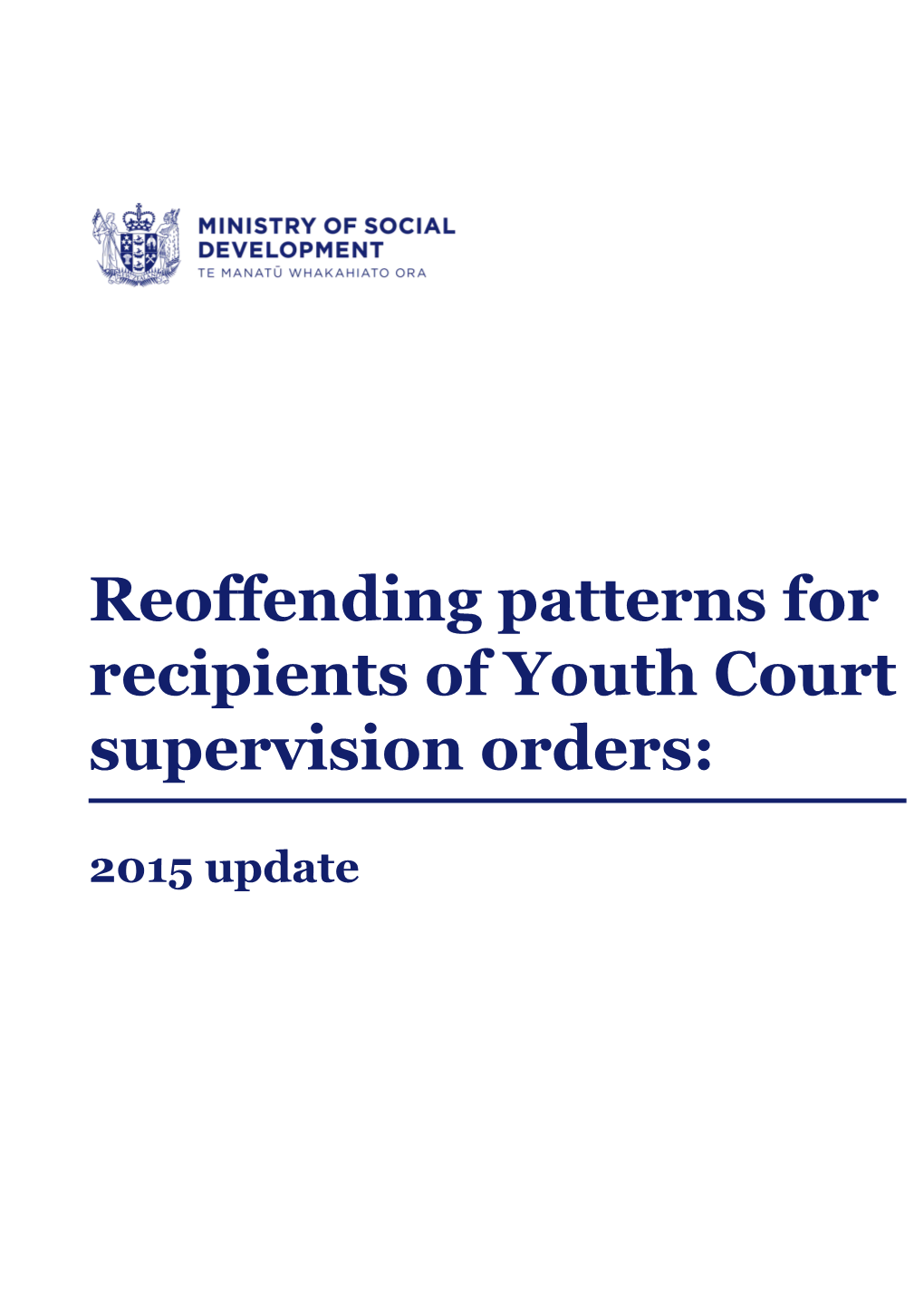 Reoffending Patterns for Recipients of Youth Court Supervision Orders