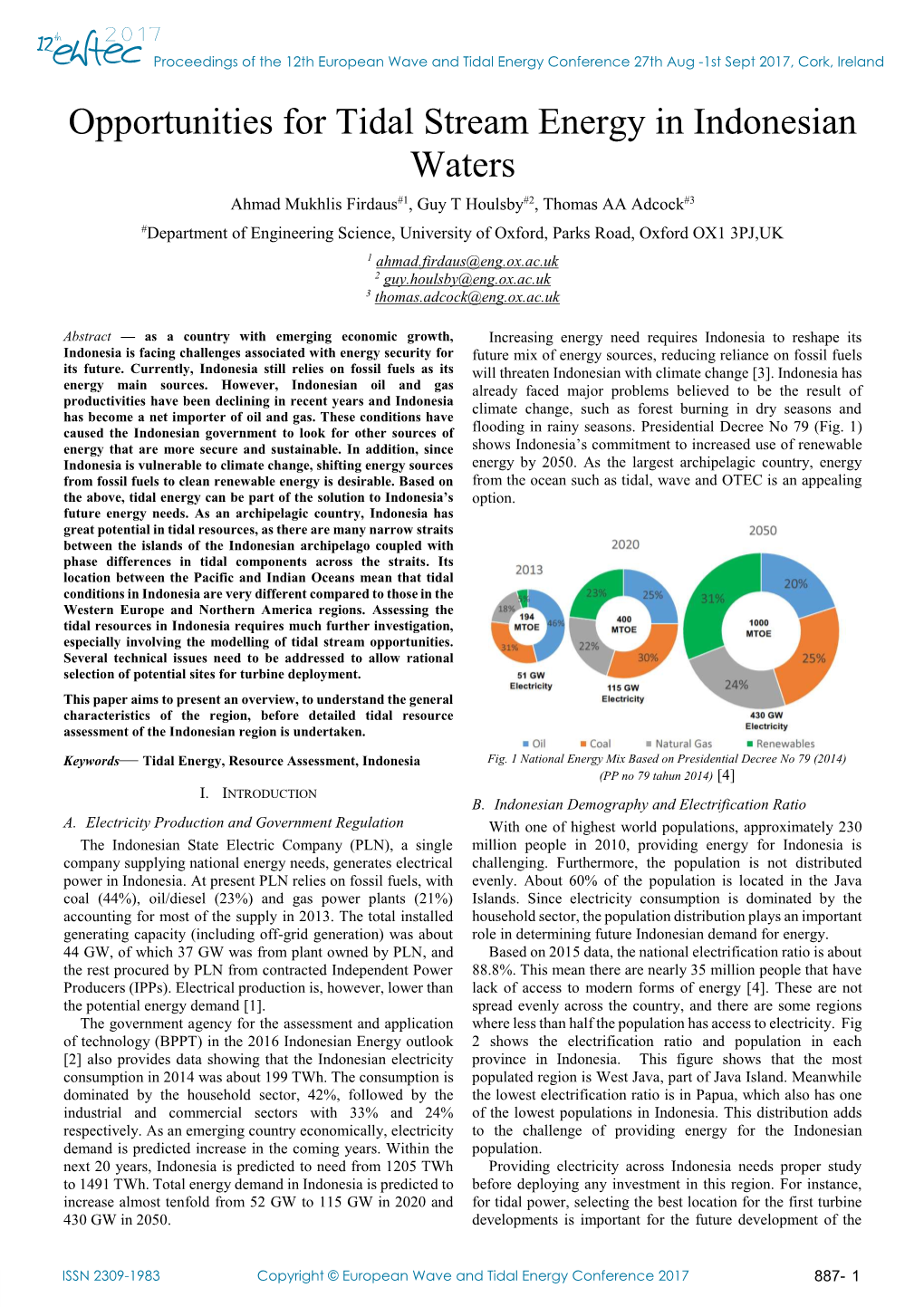 Opportunities for Tidal Stream Energy in Indonesian Waters