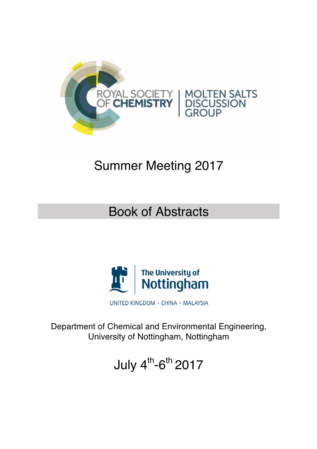 Summer Meeting 2017 Book of Abstracts July 4 -6 2017