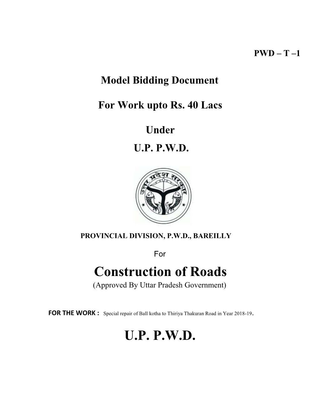 Construction of Roads U.P. P.W.D