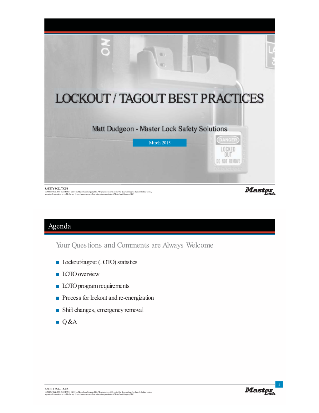 Lockout / Tagout Best Practices
