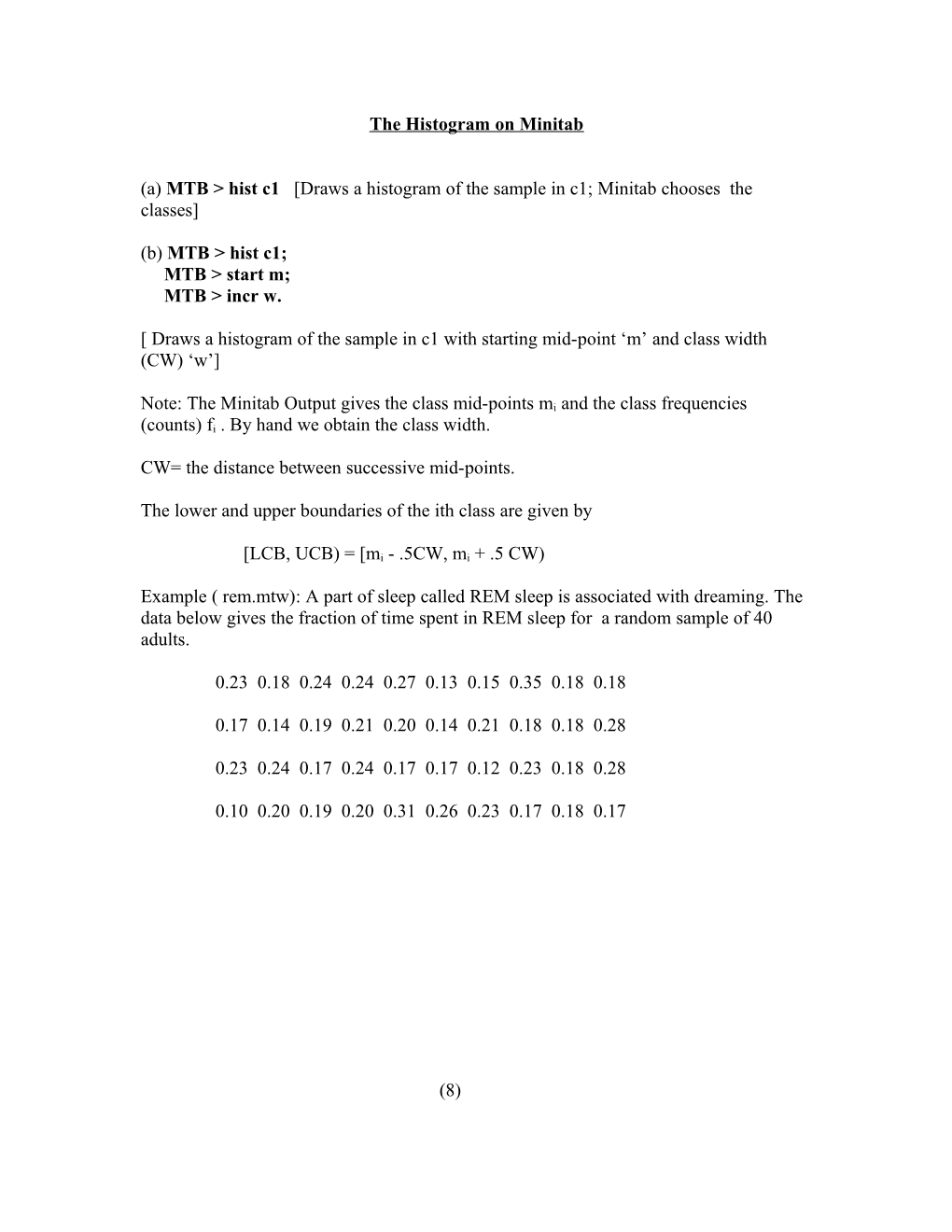 The Histogram on Minitab