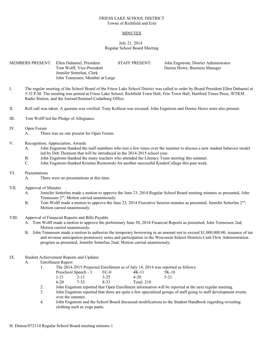 Friess Lake School District s2