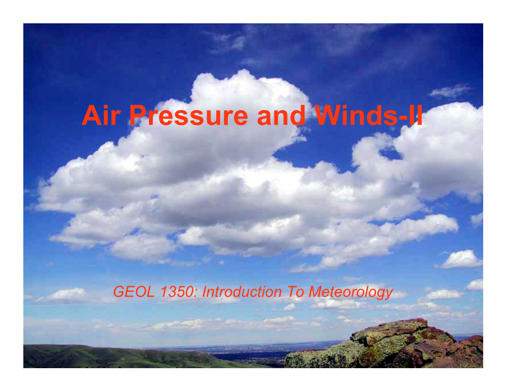 Air Pressure and Winds-II