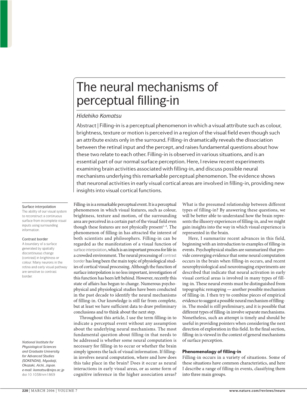The Neural Mechanisms of Perceptual Filling-In